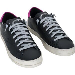 P448 John Perforated Logo Black/Fuchsia Low-Top Sneakers Men's EU 43